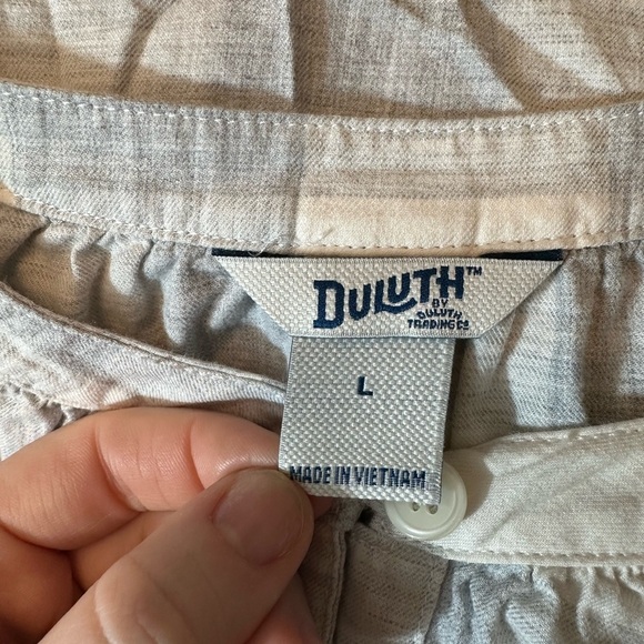 Duluth Organic Printmaker Shirt Gray Checker Button Front Relaxed Fit Sz L #1576 - Picture 7 of 10